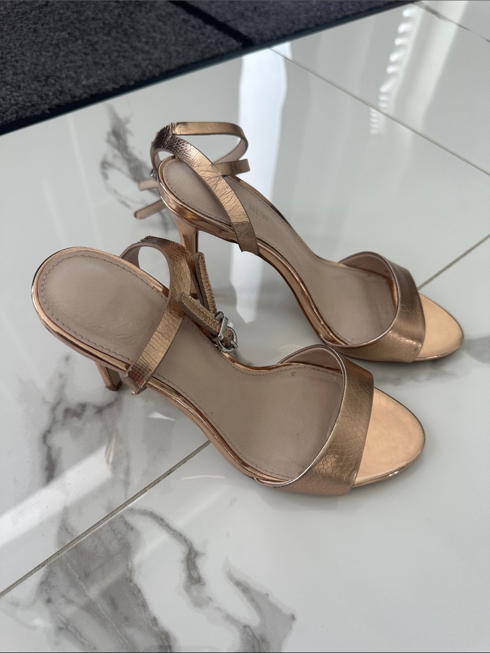 Ever New Rose Gold Strappy Heels Size 37